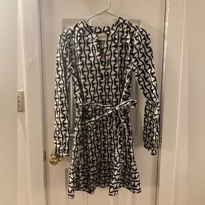 1960’s style dress with tie, black and white